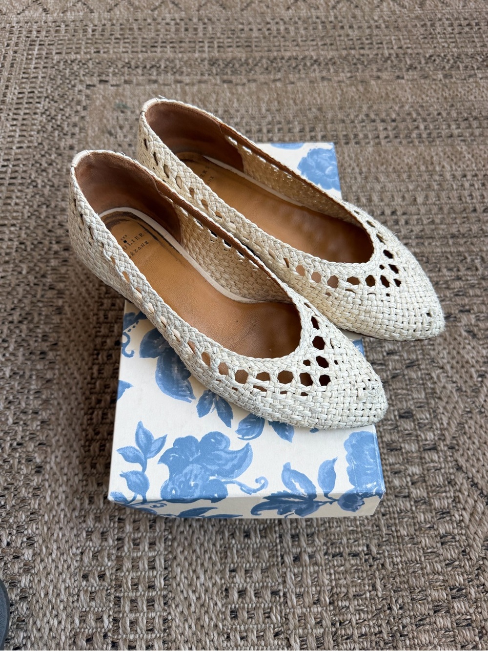 Sezane Anya Low Ballerinas Natural Woven Raffia - Size 6,5 - Picture 2 of 5
